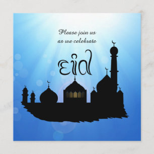 Eid Mubarak moské med Sunrays - partyinbjudan Inbjudningar