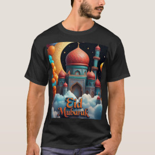 Eid Mubarak Mosque med Balloons Tshirt För manar T Shirt