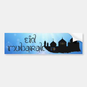 Eid Mubarak Mosque med typografi Bildekal