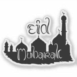 Eid Mubarak Mosque med typografi Klistermärken