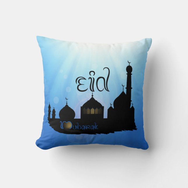 Eid Mubarak Mosque med typografi Kudde (Framsida)