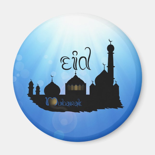 Eid Mubarak Mosque med typografi Magnet (Framsidan)