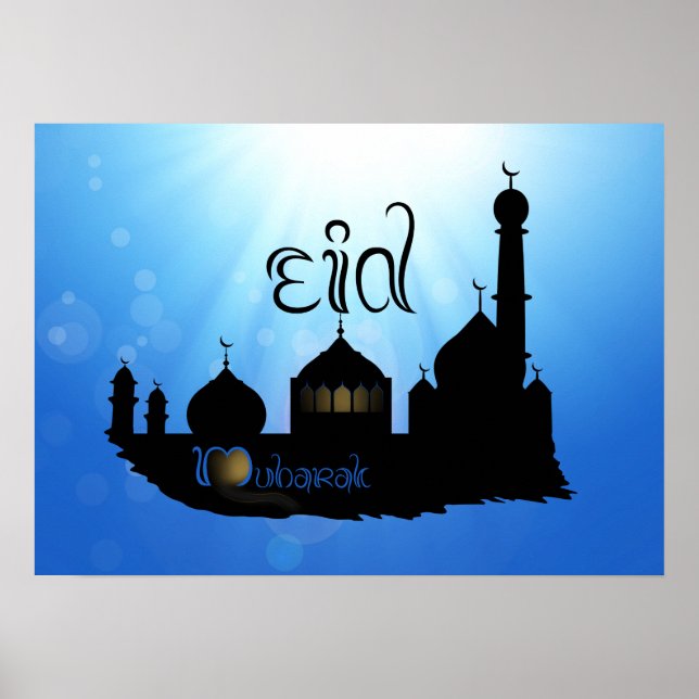Eid Mubarak Mosque med typografi Poster (Framsidan)