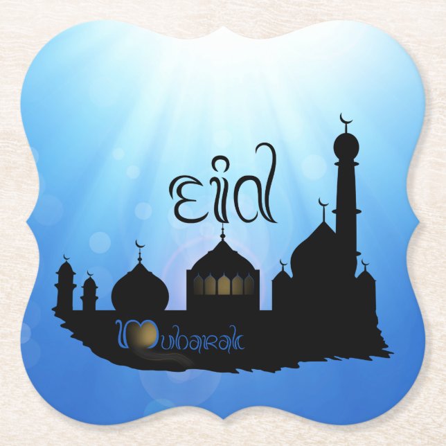 Eid Mubarak Mosque med typografi Underlägg Papper (Framsida)