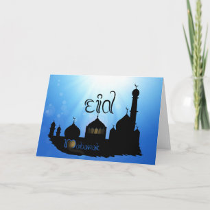 Eid Mubarak Mosque med Typography Helgdag Card Helgkort