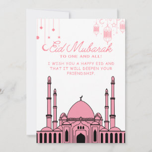 Eid Mubarak Mosque Rosa Julkort