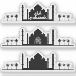 Eid Mubarak Mosque Silhouette Typography Klistermärken