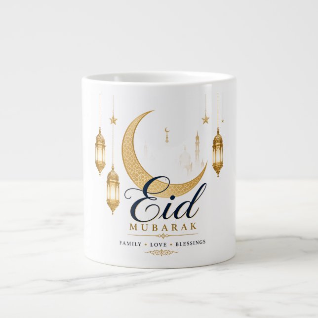 Eid Mubarak Mugg | Elegant Islamskt Gåva Jumbo Mugg (Framsidan)
