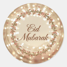 Eid Mubarak Muslim Klassisk Rund Klistermärke