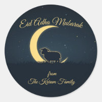 Eid Mubarak Muslim Klassisk Rund Klistermärke