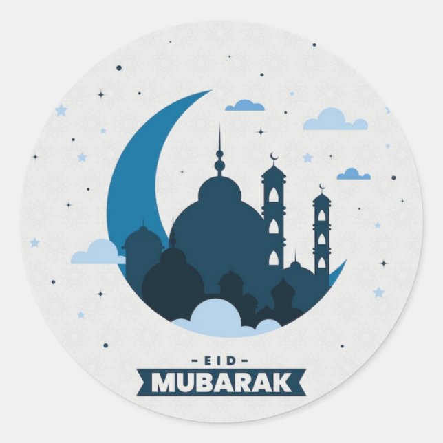 Eid Mubarak Muslim Runt Klistermärke (Framsida)