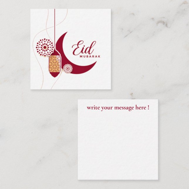 Eid Mubarak Note Card Anteckningskort (Fram/baksida)