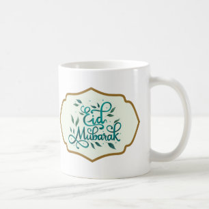 Eid Mubarak på arabiska i Grönt och Golden Färg Kaffemugg
