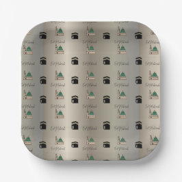 Eid Mubarak Paper Plate|Gold Kaaba & Masjid Nabawi