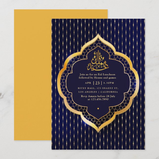 Eid Mubarak Party Inbjudningar (Fram/baksida)