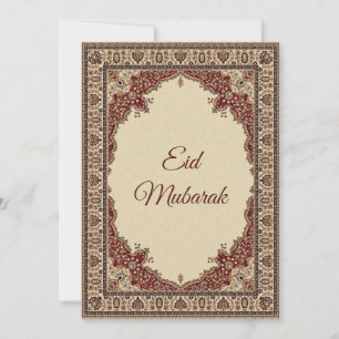 Eid Mubarak persisk mattdesign röd och beige Julkort