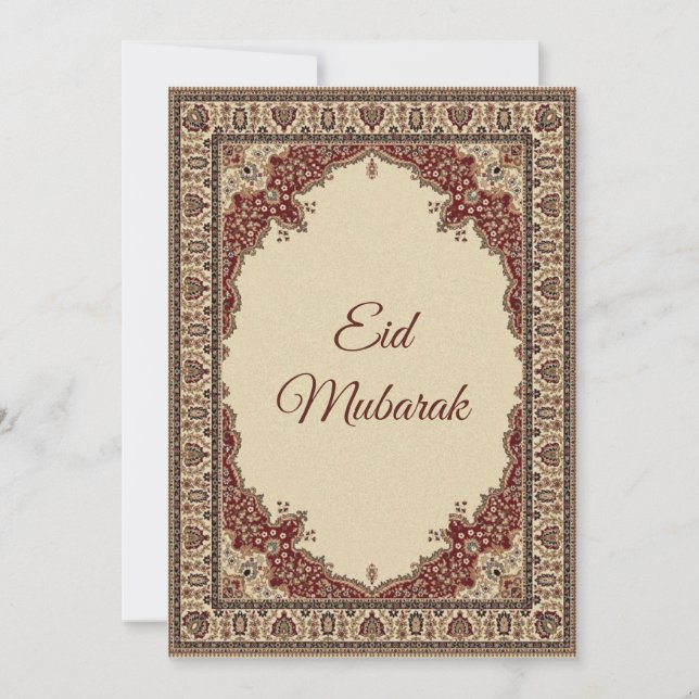Eid Mubarak persisk mattdesign röd och beige Julkort (Framsida)