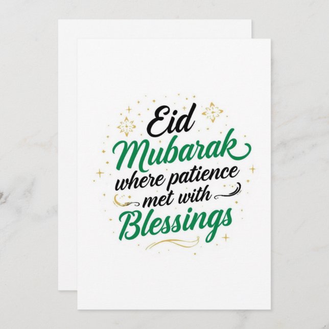 Eid mubarak  personalized modern Card Inbjudningar (Fram/baksida)