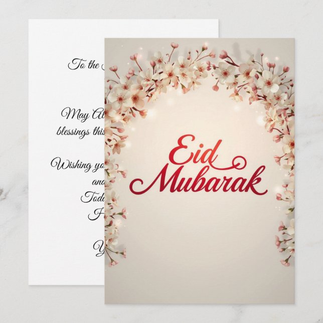 Eid mubarak Personlig Blommig Grattiskort Inbjudningar (Fram/baksida)