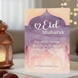 Eid Mubarak Personlig Kort med Moské Design