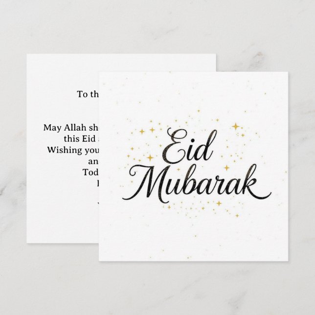 Eid mubarak personlig modern kort (Fram/baksida)