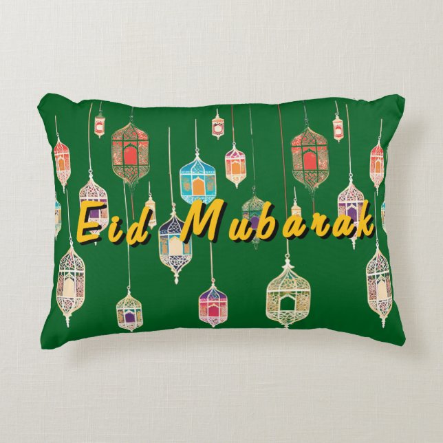 Eid Mubarak Pillow med Islamic Lantern Design Prydnadskudde (Framsidan)