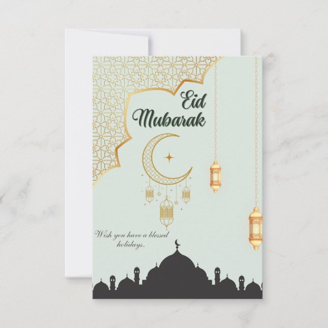 Eid Mubarak Platt Tackkort  Tack Kort (Framsida)