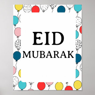 Eid Mubarak Poster, färglösa bubblor, bakgrund Poster