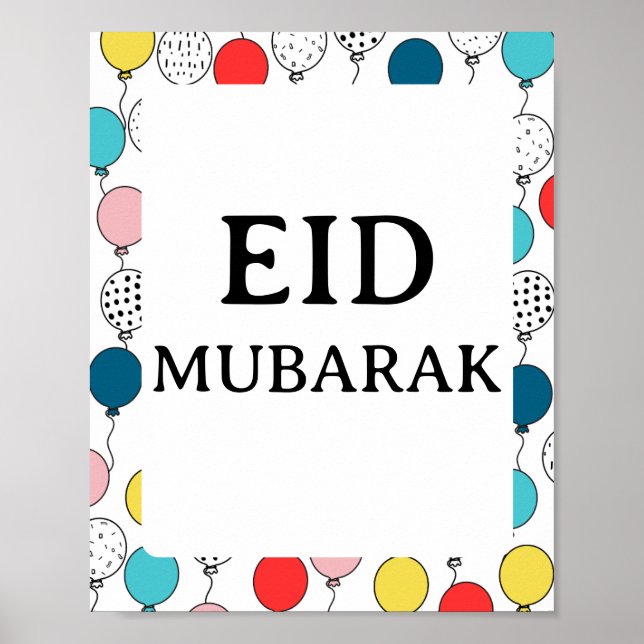 Eid Mubarak Poster, färglösa bubblor, bakgrund Poster (Framsidan)