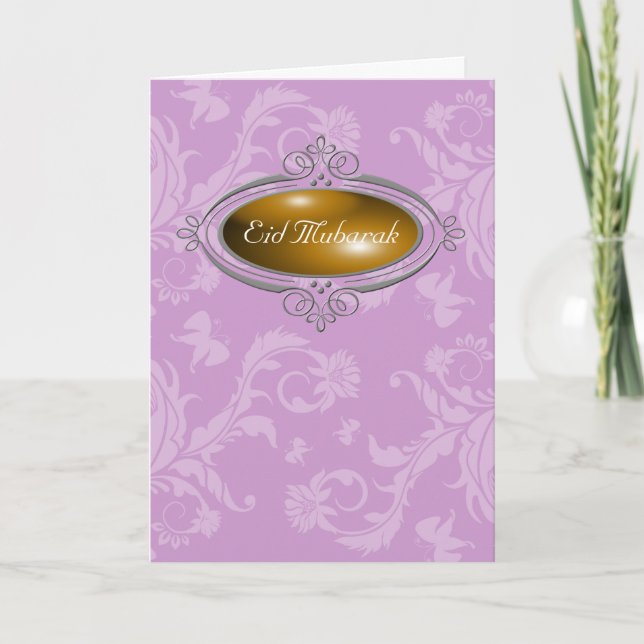 Eid Mubarak Purple Floral Helgkort (Framsida)