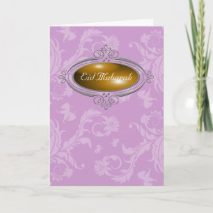 Eid Mubarak Purple Floral Helgkort