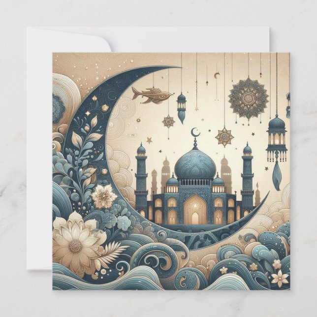 Eid Mubarak Ramadan Anpassningsbar hälsningstext Julkort (Framsida)