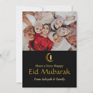 Eid Mubarak Ramadan Elegant Photo Black Guld Julkort