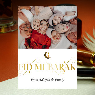 Eid Mubarak Ramadan Elegant Photo White Guld Julkort