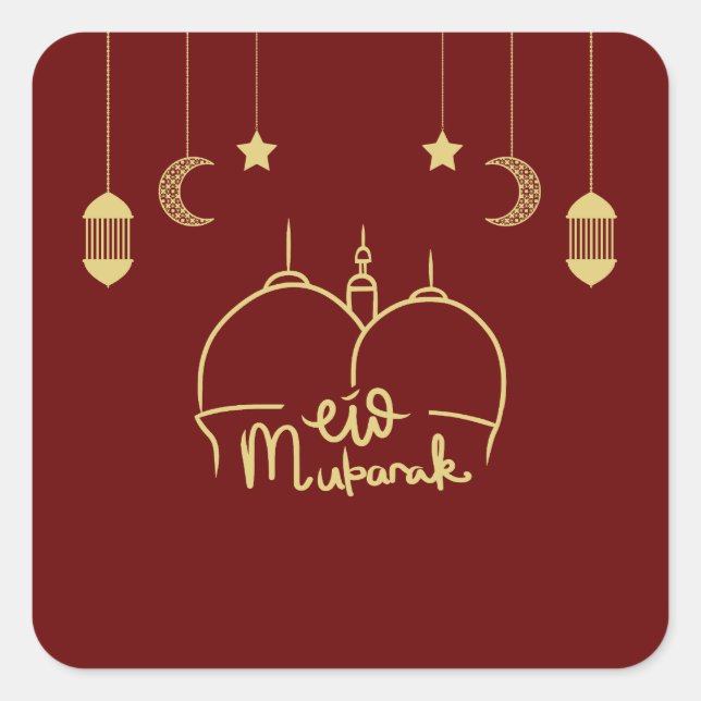 EID MUBARAK RAMADAN FYRKANTIGT KLISTERMÄRKE (Framsida)