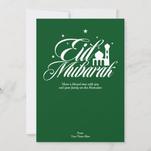 Eid Mubarak Ramadan-hälsningskort Fast Grönt Inbjudningar