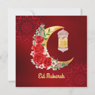 Eid Mubarak   Ramadan Kareem Blommigt Nuvarande Må Julkort