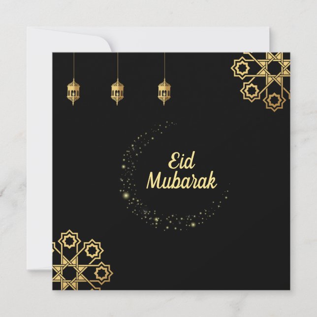 Eid Mubarak / Ramadan Kareem Golden Customize Inbjudningar (Framsida)
