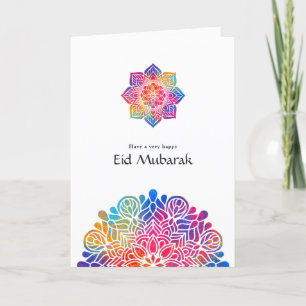 Eid Mubarak regnbågsmandala familjefoto hälsning Helgkort