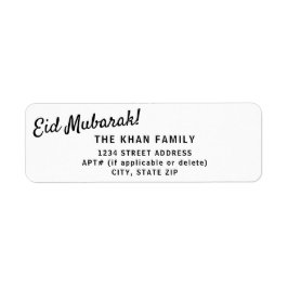 Eid Mubarak Returadress Sticker Label Etikett