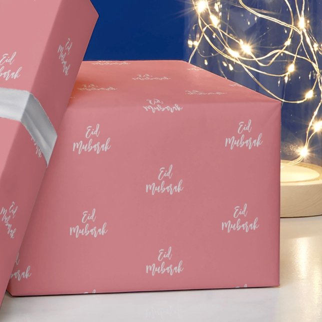 Eid Mubarak Rosa & Silver Gift Wrapping Papper Presentpapper (Skapare uppladdad)