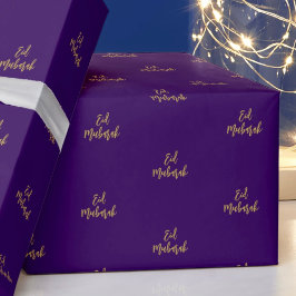 Eid Mubarak Royal Lila Guld Gift Presentpapper