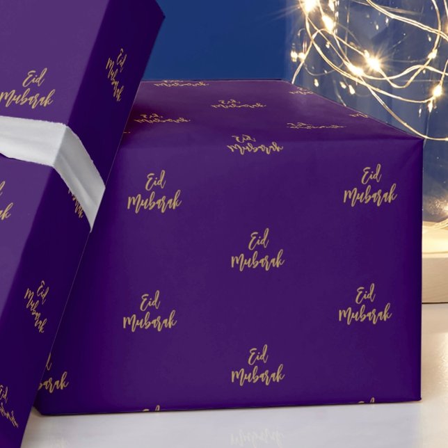 Eid Mubarak Royal Lila Guld Gift Presentpapper (Skapare uppladdad)