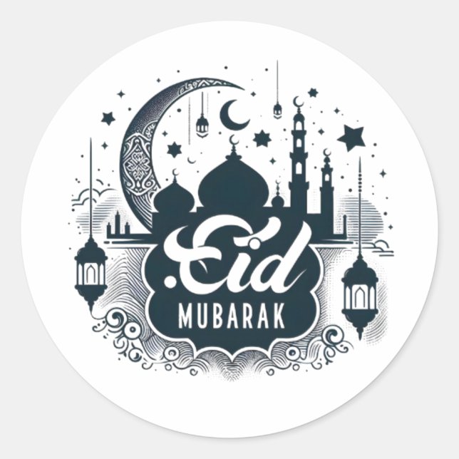 Eid Mubarak Runt Klistermärke (Framsida)