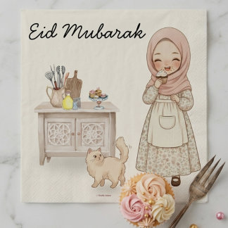 Eid Mubarak servett muslimska barn