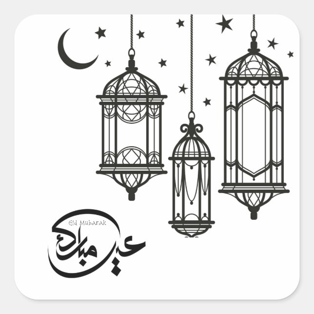 Eid Mubarak Sticker Fyrkantigt Klistermärke (Framsida)