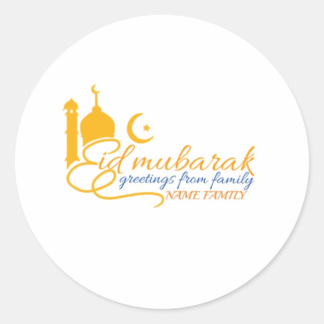 Eid mubarak Sticker Runt Klistermärke (Framsida)