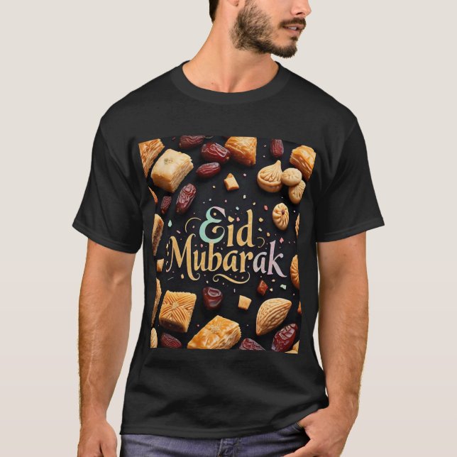 Eid Mubarak Sweet Delight Black Manar Tshirt T Shirt (Framsida)