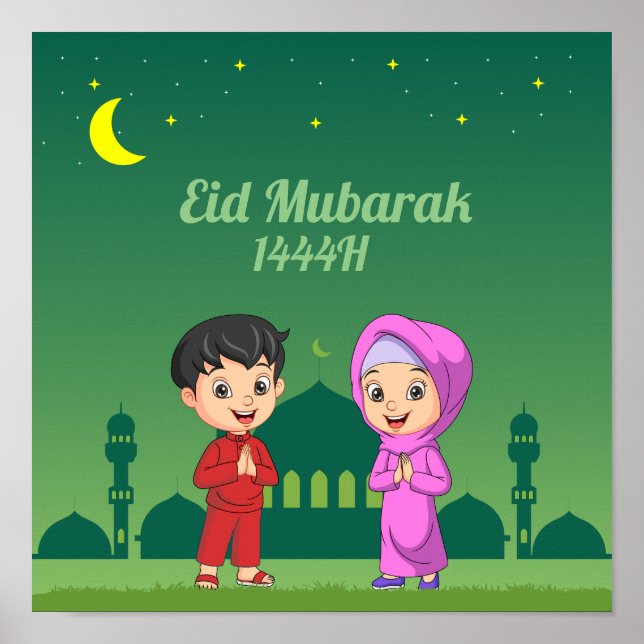 eid mubarak-tecknad poster (Framsidan)
