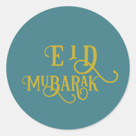 Eid Mubarak Turcos Färg Plain Runt Klistermärke